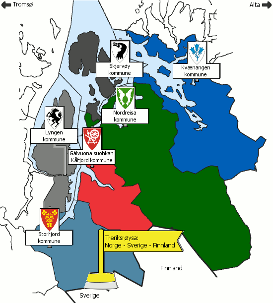 Kart over Nord-Troms kommuner