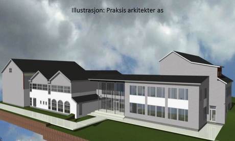 Illustrasjonsbilde av ny skole i Mosvik. Bildet viser ny fasade mot &oslash;st. 