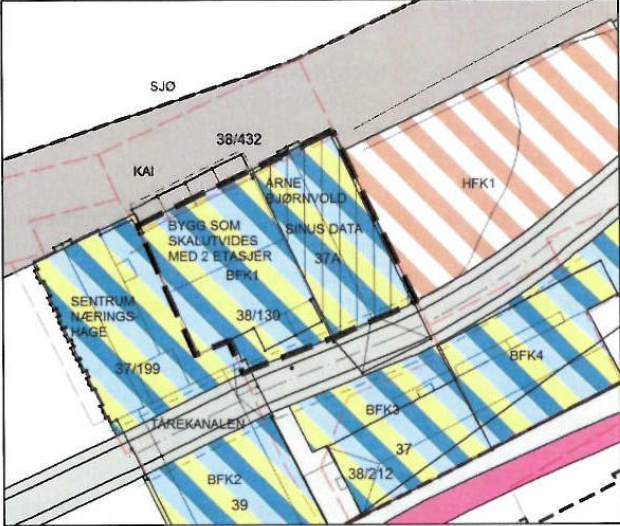 Planavgrensning vist over gjeldende plan