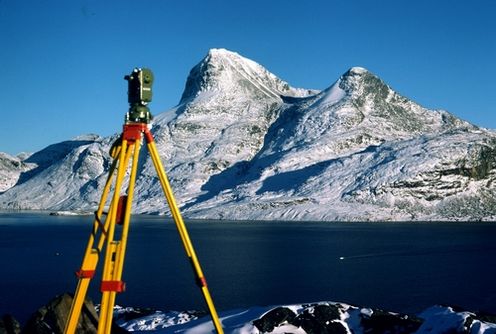 Vinterfjell landskap, landmålingsutstyr