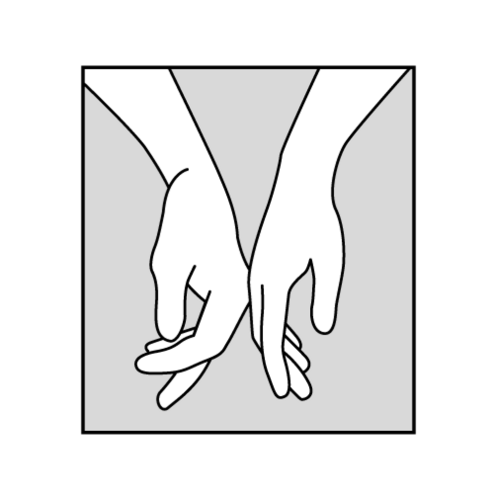 Tegning av to hender som berører hverandre håndbak mot håndbak