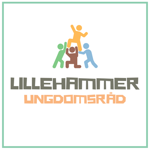 Logo til Lillehammer ungdomsråd, tre figurer holder en fjerde figur oppe