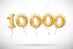 vector Golden number 10000 ten thousand metallic balloon. Party decoration golden balloons. Anniversary sign for happy holiday, celebration, birthday, carnival, new year.