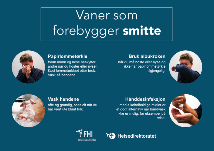 Plakat FHI - vaner som forebygger smitte