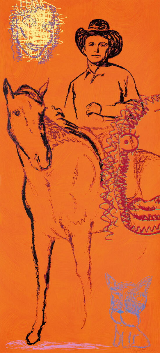 cowboy og hest Melgaard og Bjertnæs 85 x 190 cm