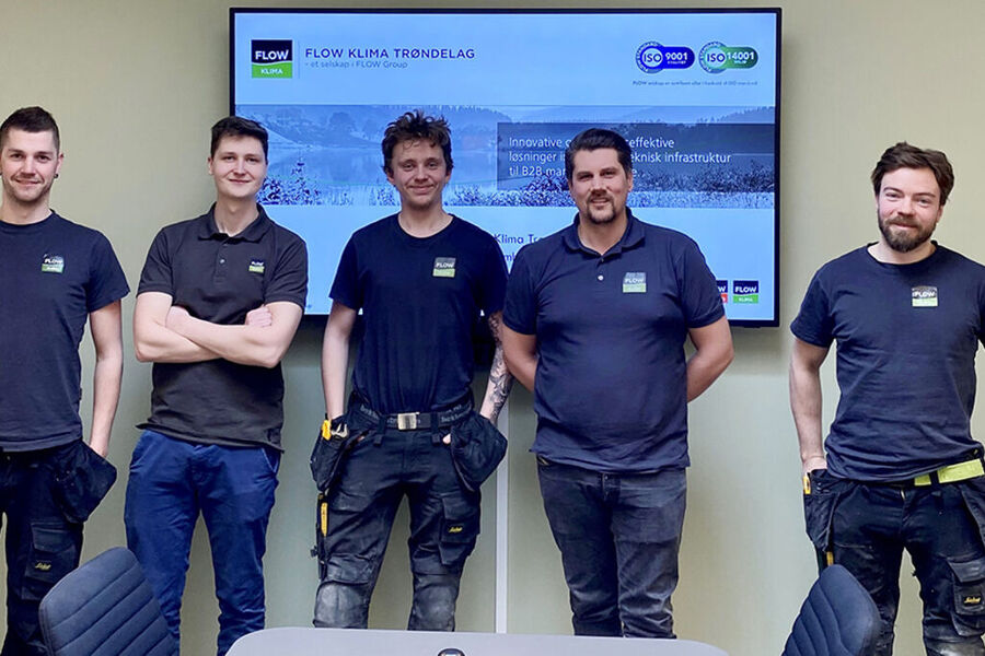 Her ser vi deler av temaet i nye FLOW Klima Trøndelag AS, med daglig leder Kent-Andrè Bomann som nummer to fra høyre.