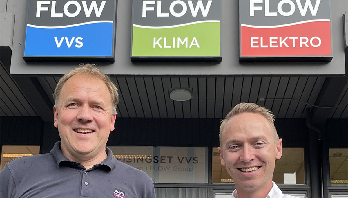 Fra venstre, Mads Meisingset Mathia, styremedlem i FLOW Group, og nyansatt daglig leder i FLOW Klima Oslo, Mathias Spolén Erstad