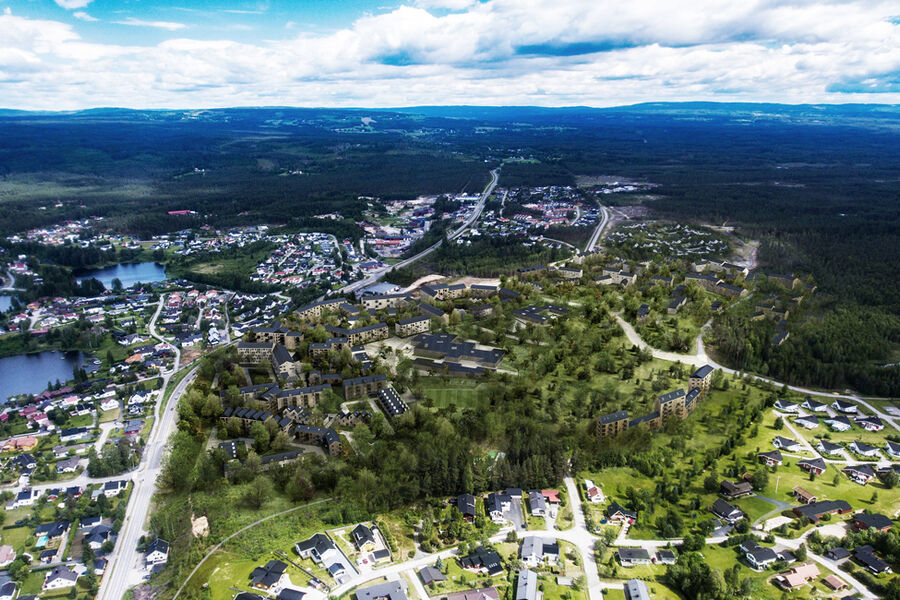 Det planlagte nabolaget Ydalir på Elverum. Illustrasjon: tegn_3