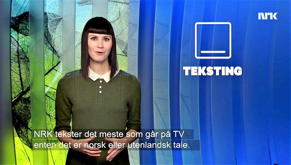 Skjermbildet av programvert på NRK, og ikon for teksting oppe til høyre.