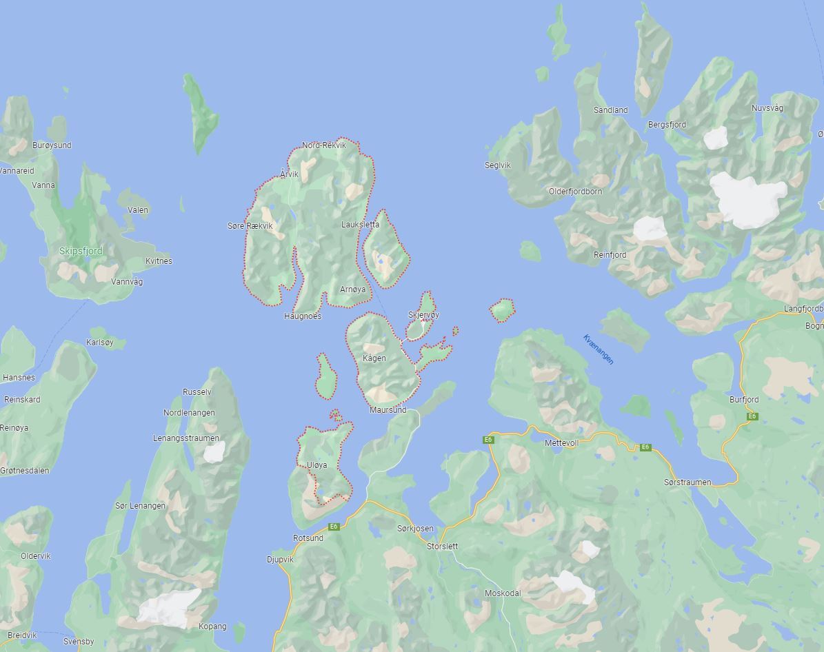 Kart over Skjervøy kommune