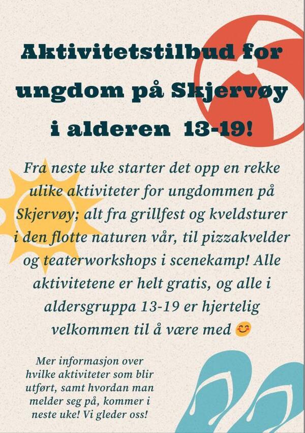 Aktivitetstilbud for ungdom på Skjervøy i alderen 13-19!