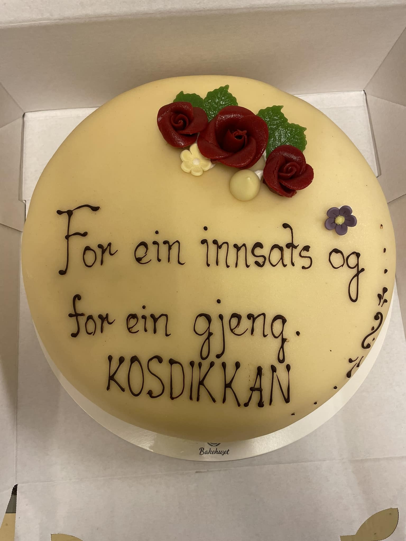 Ordførar og styreleiar for Lærdal Brukthjørna, Audun Mo, kom med kake som takk for den flotte innsatsen