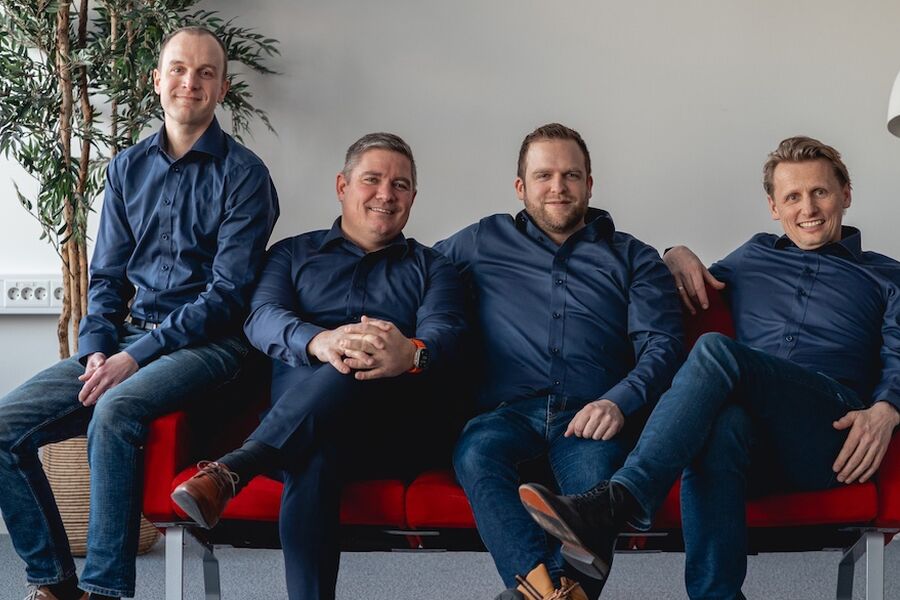 Fra Venstre: Per Arne Tjernsbekk, Thomas Aaslund, Ole Marius Skaug og Per Ove Langeland. Foto: Industrifiber