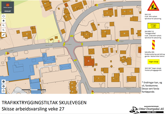 Alternativ rute i kart i veke 27