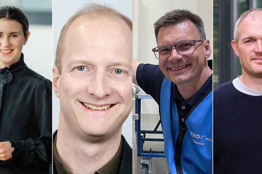 Disse personene åpner første seksjon under ventilasjonskonferansen 2025, Karina Nilsen, GK Gruppen, Simen Seip Blystad, Norconsult Norge AS, Sturla Ingebrigtsen,TROX Auranor AS, og Niels Lassen, Skanska Teknikk AS. Mads Mysen, GK Norge AS deltar også.