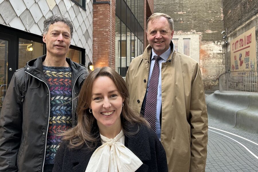 Stein Stoknes, FutureBuilt, Mie Fuglseth, Grønn Byggallianse og Bjørn Kjærland Haugland fra Skift håper på stor oppslutning om klimakrav til bygging. Foto: Pia Bodahl, FutureBuilt