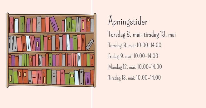 Åpningstidene torsdag 8. mai–tirsdag 13. mai.
