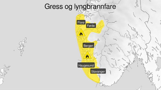 Det er no skogbrannfare på gult nivå.