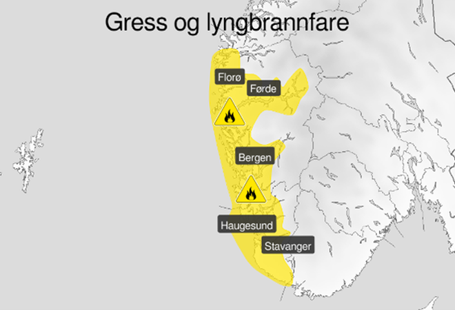 Det er no skogbrannfare på gult nivå.