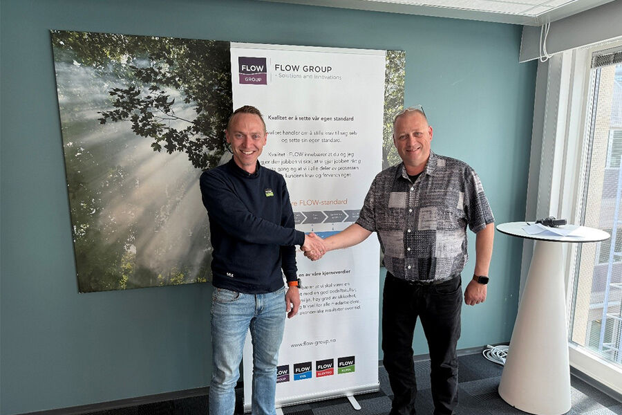 På bildet ser vi fra venstre, daglig leder i FLOW Klima Oslo, Mathias Spolen Erstad og Asle Vinsand som blir ny serviceleder og tekniker i selskapet.