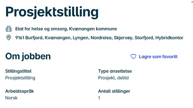 Prosjektstilling Nord-Troms.