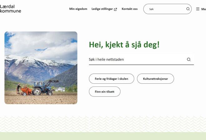 Skjermdump ny kommunal nettside
