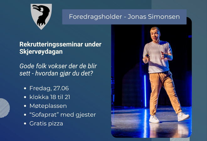 Plakat for rekrutteringsseminar med Jonas Simonsen