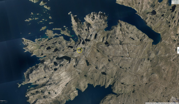 Ortofoto med området markert