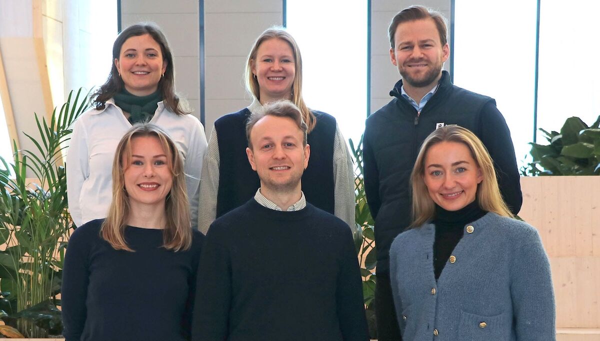 Deltakere i talentprogrammet: Guro Tronstad Selnes og Stine Aanvik (OBOS), Marion Jakobsen og Håkon Ringerike Tennøe (Multiconsult Norge), Nanna Hjeltgaard og Tobias Baartvedt (Backe). Foto: Multiconsult