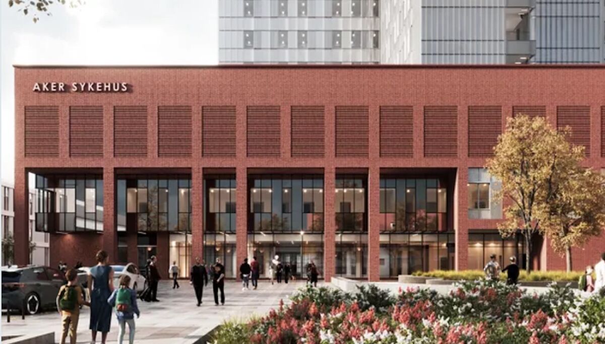 Somatikkbygget ved Nye Aker sykehus. Illustrasjon: Oslo universitetssykehus HF