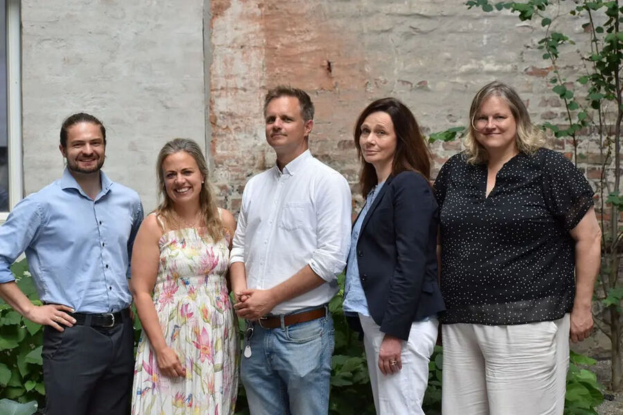 Fra venstre: Svein Ola Størseth (Grønn Byggallianse), Ida Kristine Buraas (RIF), Vidar Fiskum (Norsk Eiendom), Torild Engh (EBA) og Viel Sørensen (Grønn Byggallianse)