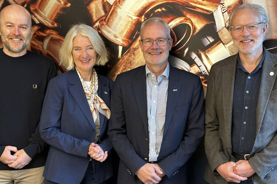 Rolf Iver Mytting Hagemoen, daglig leder i NOVAP, Marianne W. Røiseland, adm. dir. i RørNorge, Bjørn Moen, daglig leder i VVP og Thor Lexow, adm. dir. i VKE.